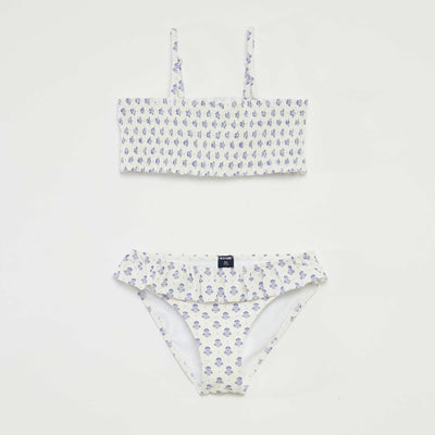 Maillot de bain fleuri - 2 pièces BLANC