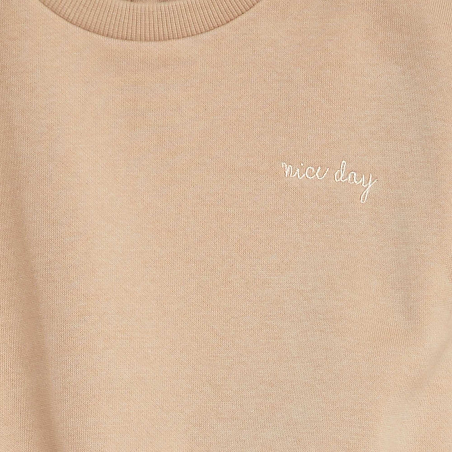 Ensemble jogging sweat + pantalon uni en molleton - 2 pièces Beige