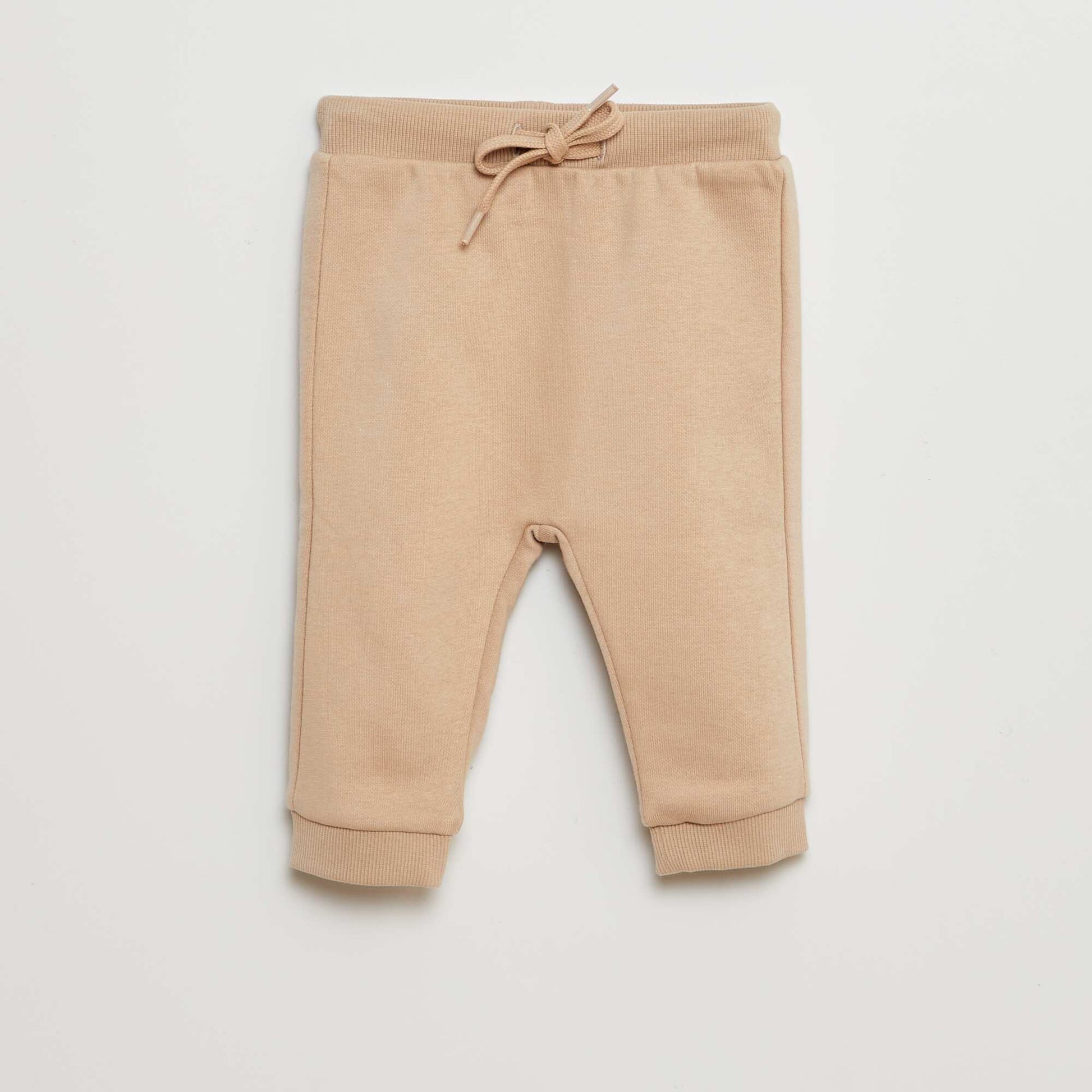 Ensemble jogging sweat + pantalon uni en molleton - 2 pièces Beige