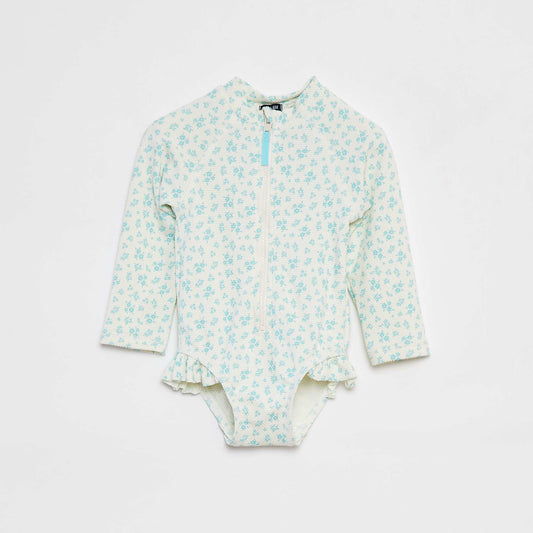 Maillot de bain body avec manches longues BLANC