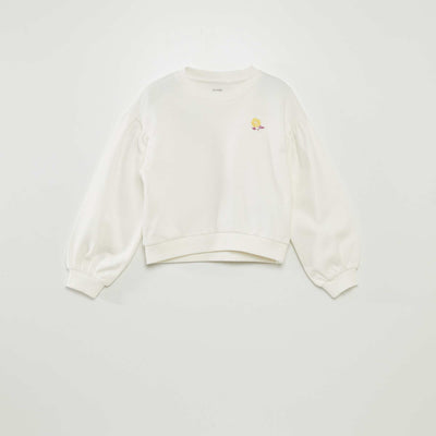 Sweat en molleton avec broderie poitrine BLANC