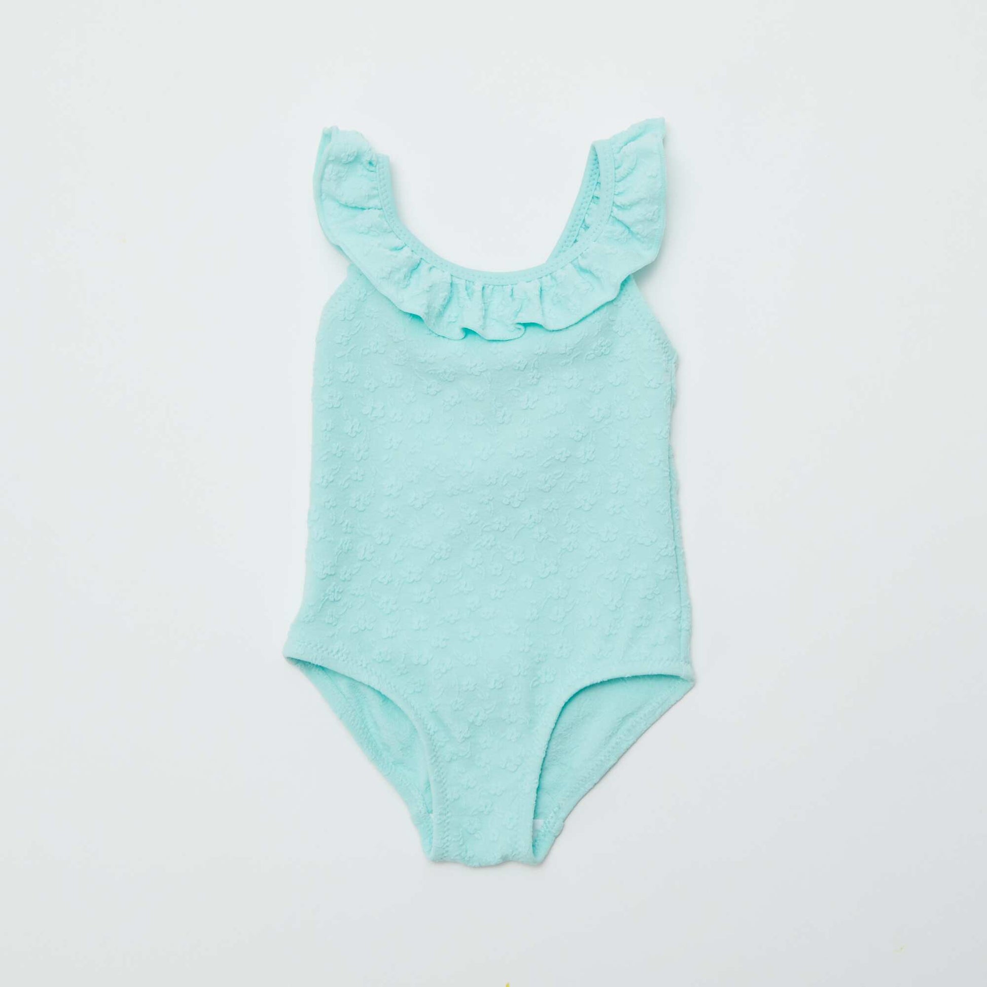 Maillot de bain volanté et brodé - 1 pièce BLEU
