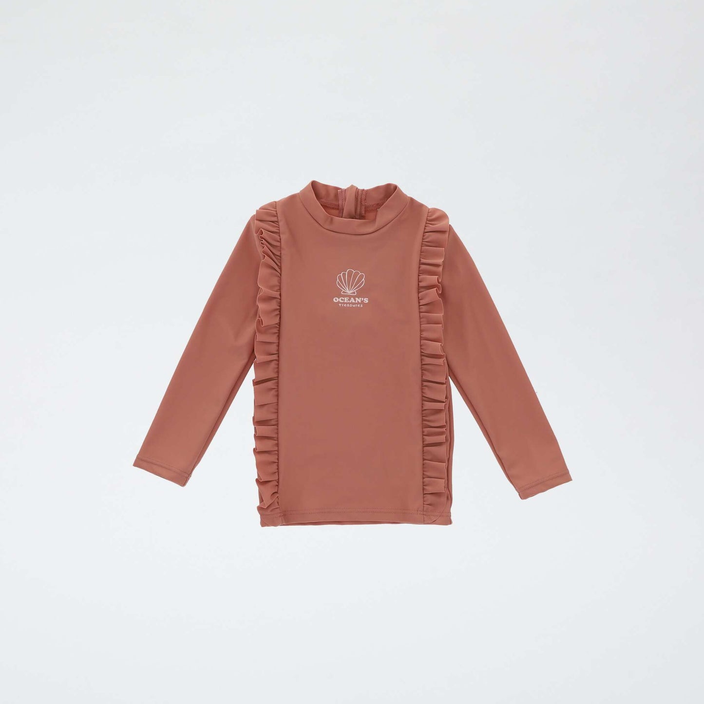 T-shirt de bain volanté à manches longues ROSE