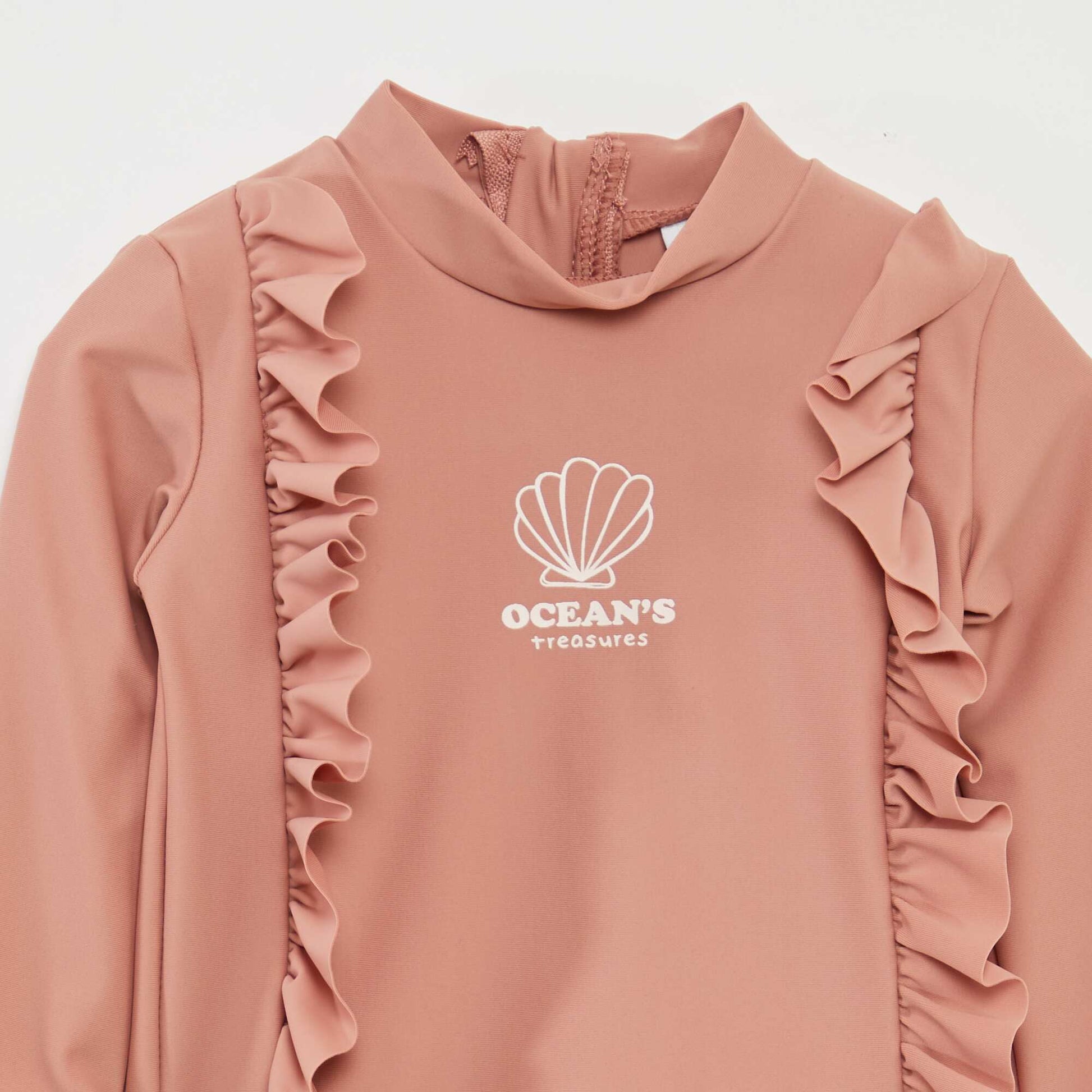 T-shirt de bain volanté à manches longues ROSE