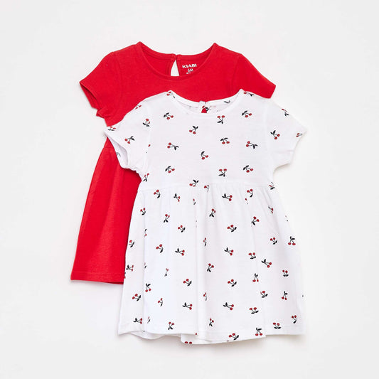 Lot de 2 robes à manches courtes ROUGE