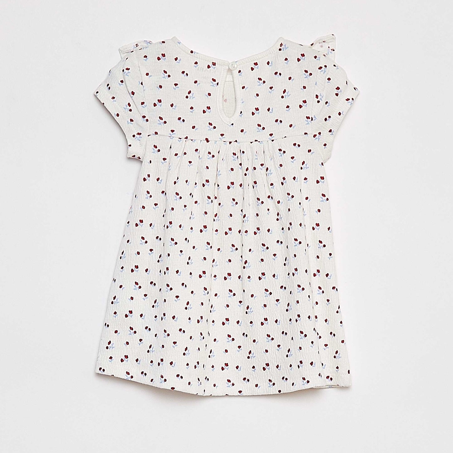Robe volantée à manches courtes BLANC