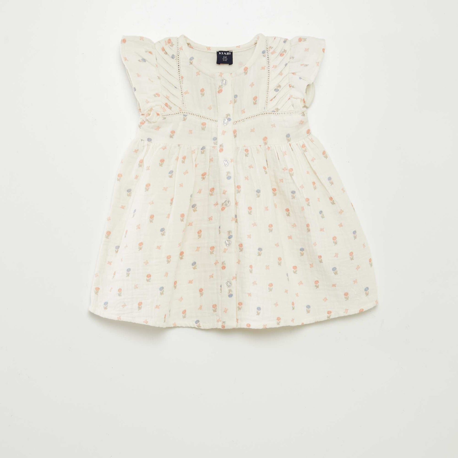 Robe en gaze de coton + culotte - 2 pièces BLANC