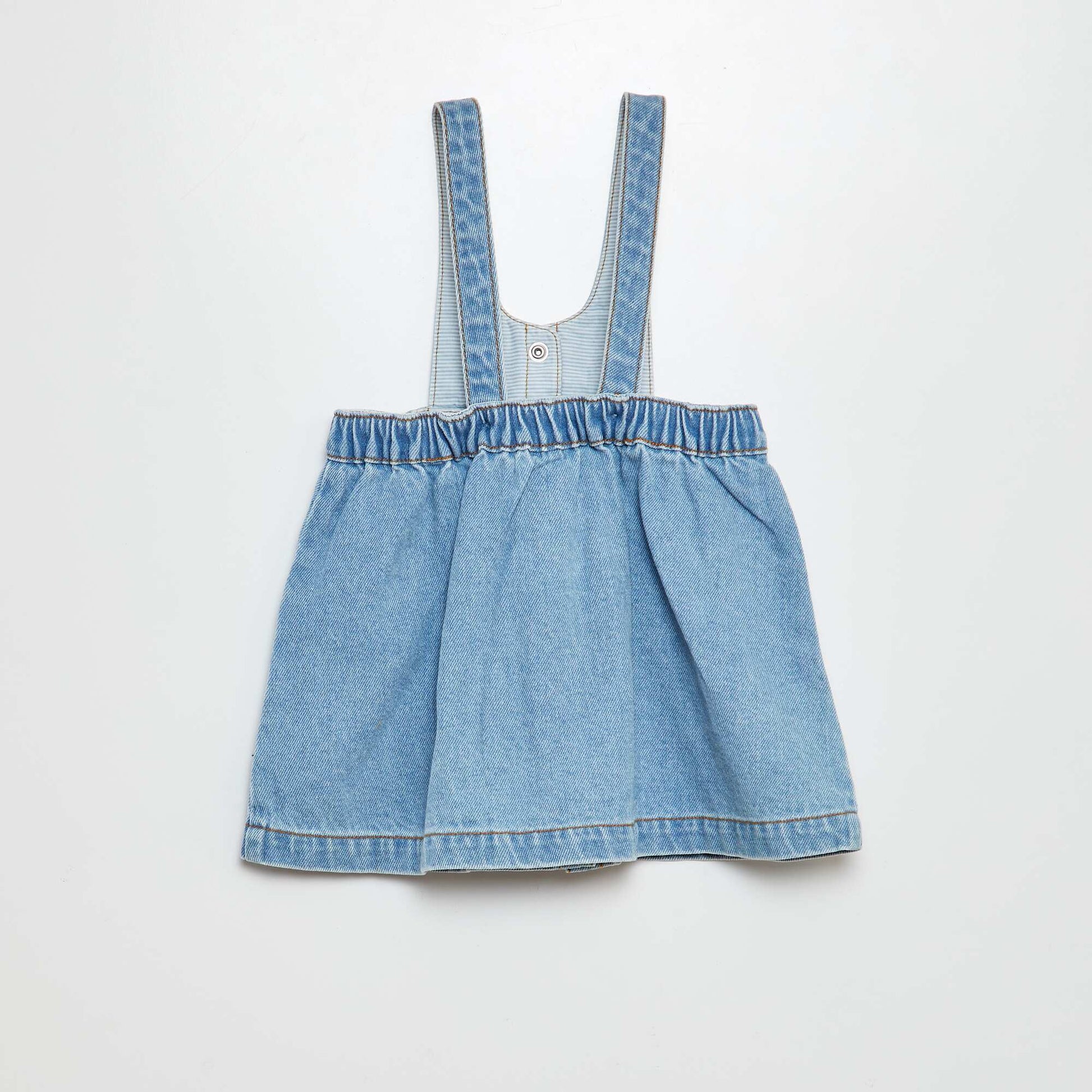 Robe salopette en jean brodée BLEU