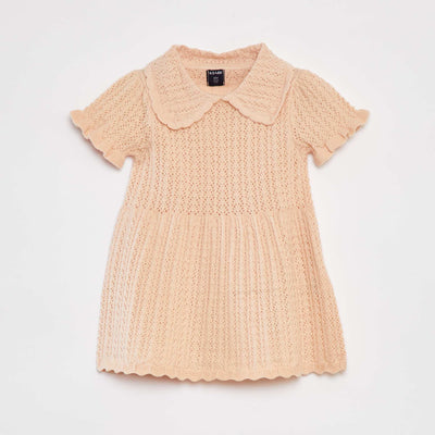 Robe en tricot avec col claudine BEIGE
