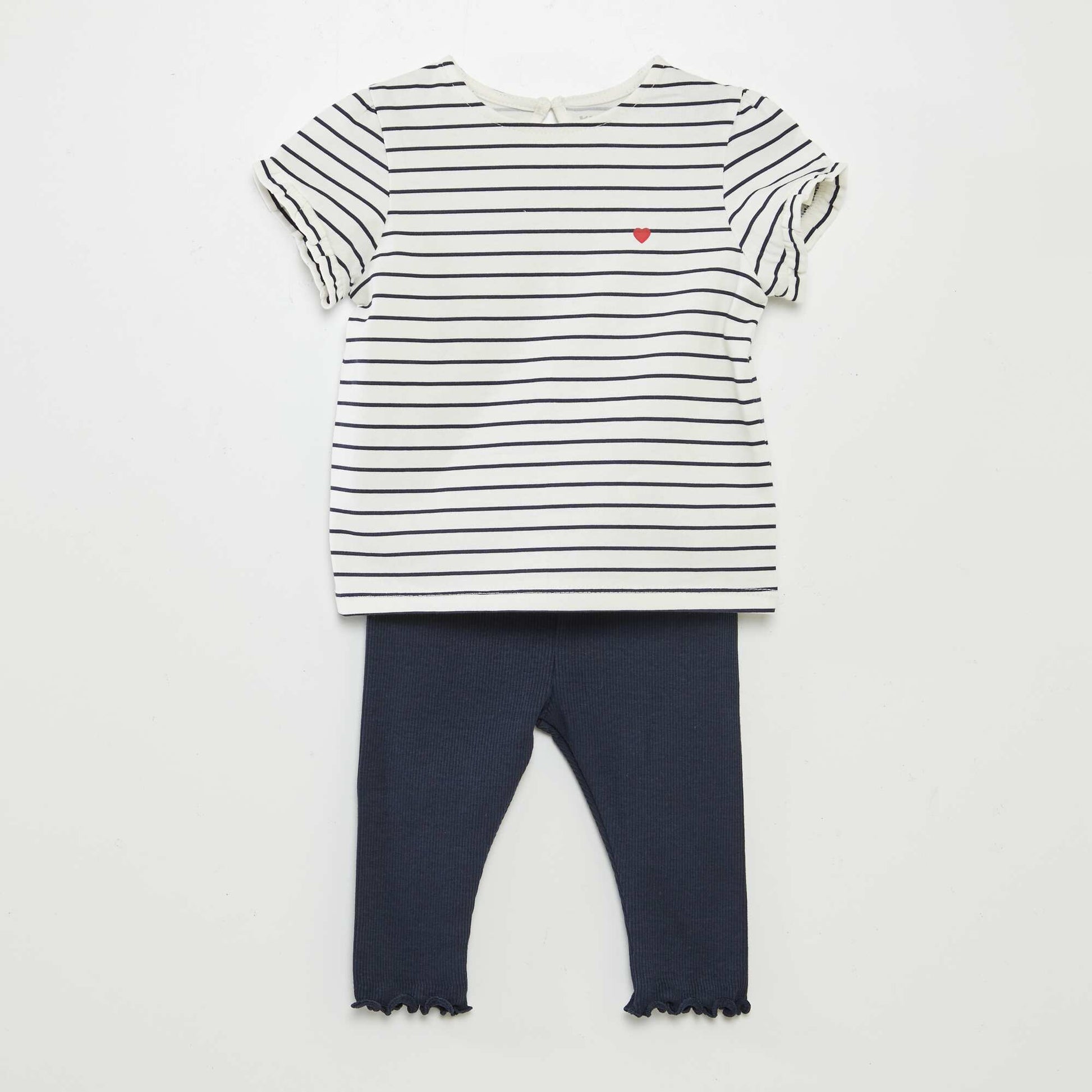 Ensemble t-shirt + legging côtelé - 2 pièces BLANC