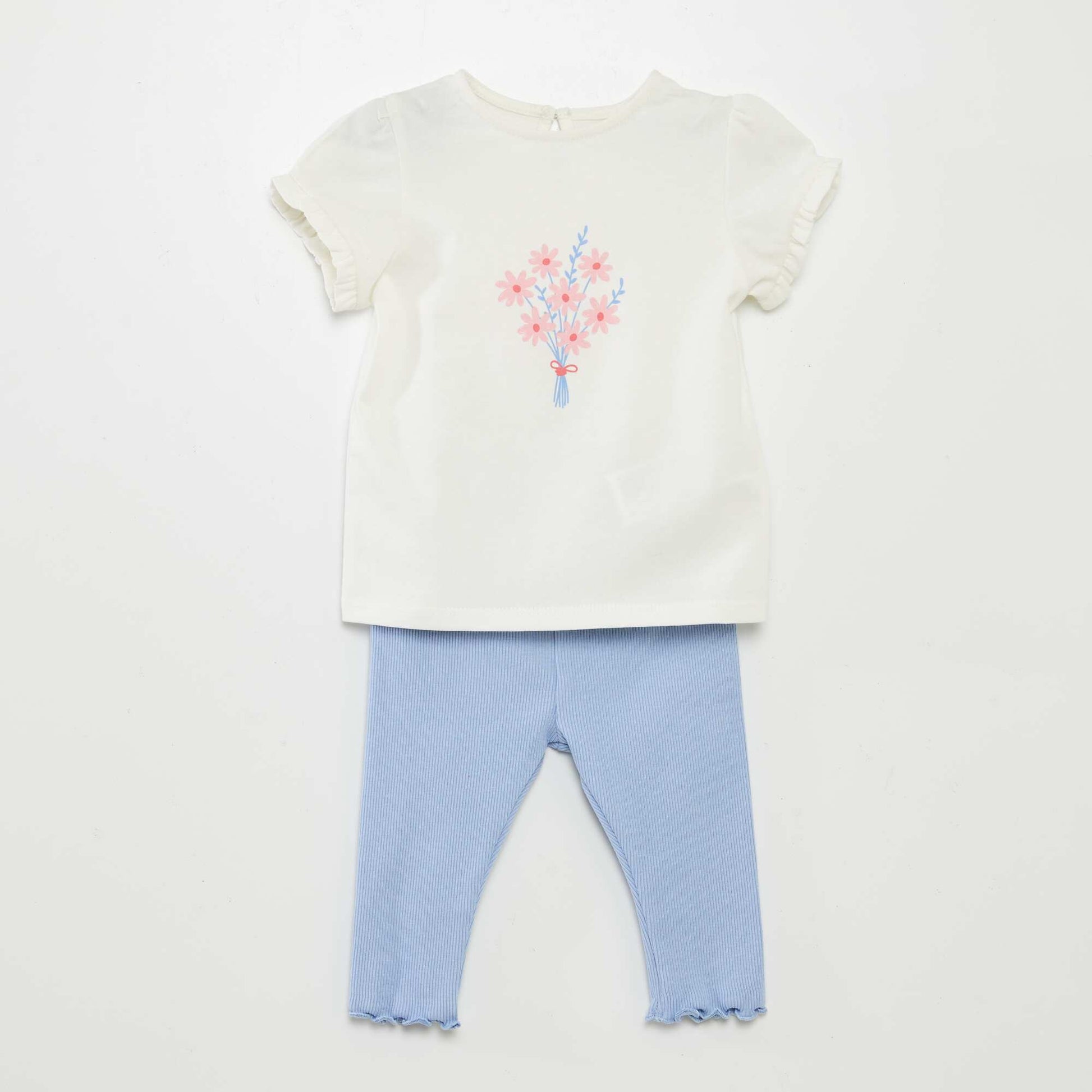 Ensemble t-shirt + legging côtelé - 2 pièces BLANC