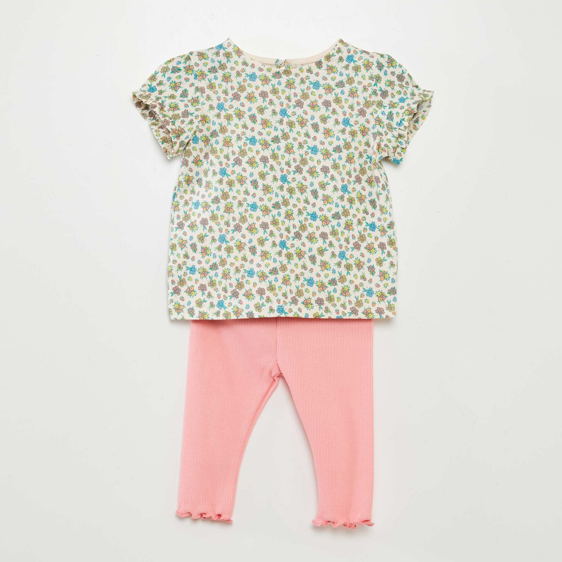 Ensemble t-shirt + legging côtelé - 2 pièces ROSE