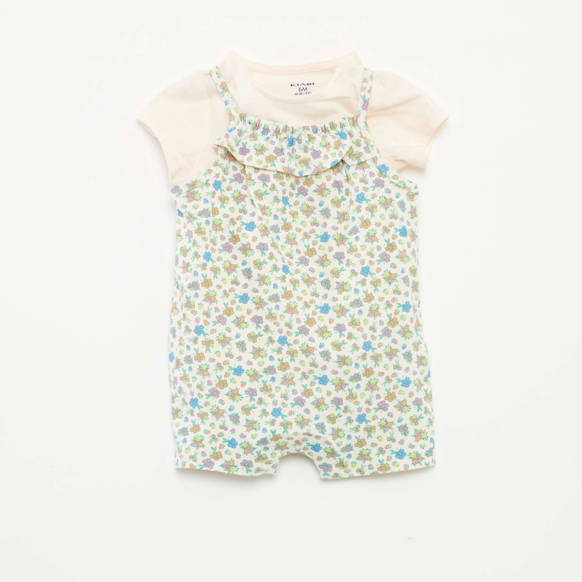 T-shirt + combishort à imprimé fleuri - 2 pièces ROSE