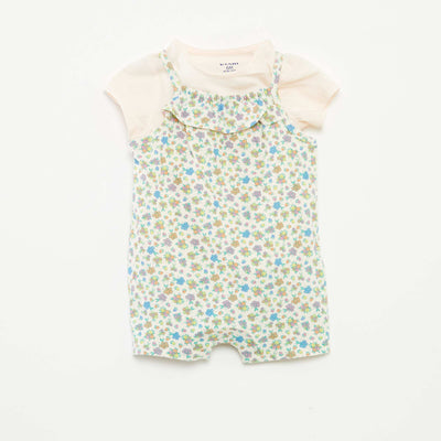 T-shirt + combishort à imprimé fleuri - 2 pièces ROSE