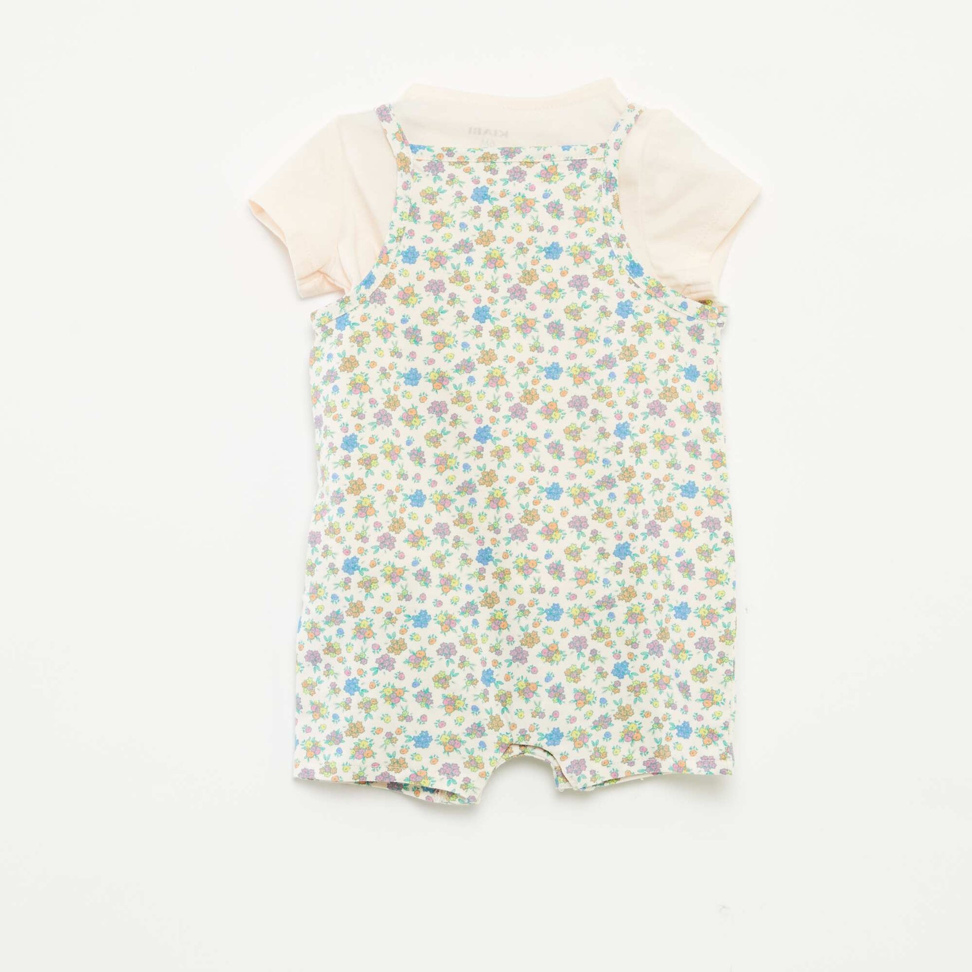 T-shirt + combishort à imprimé fleuri - 2 pièces ROSE