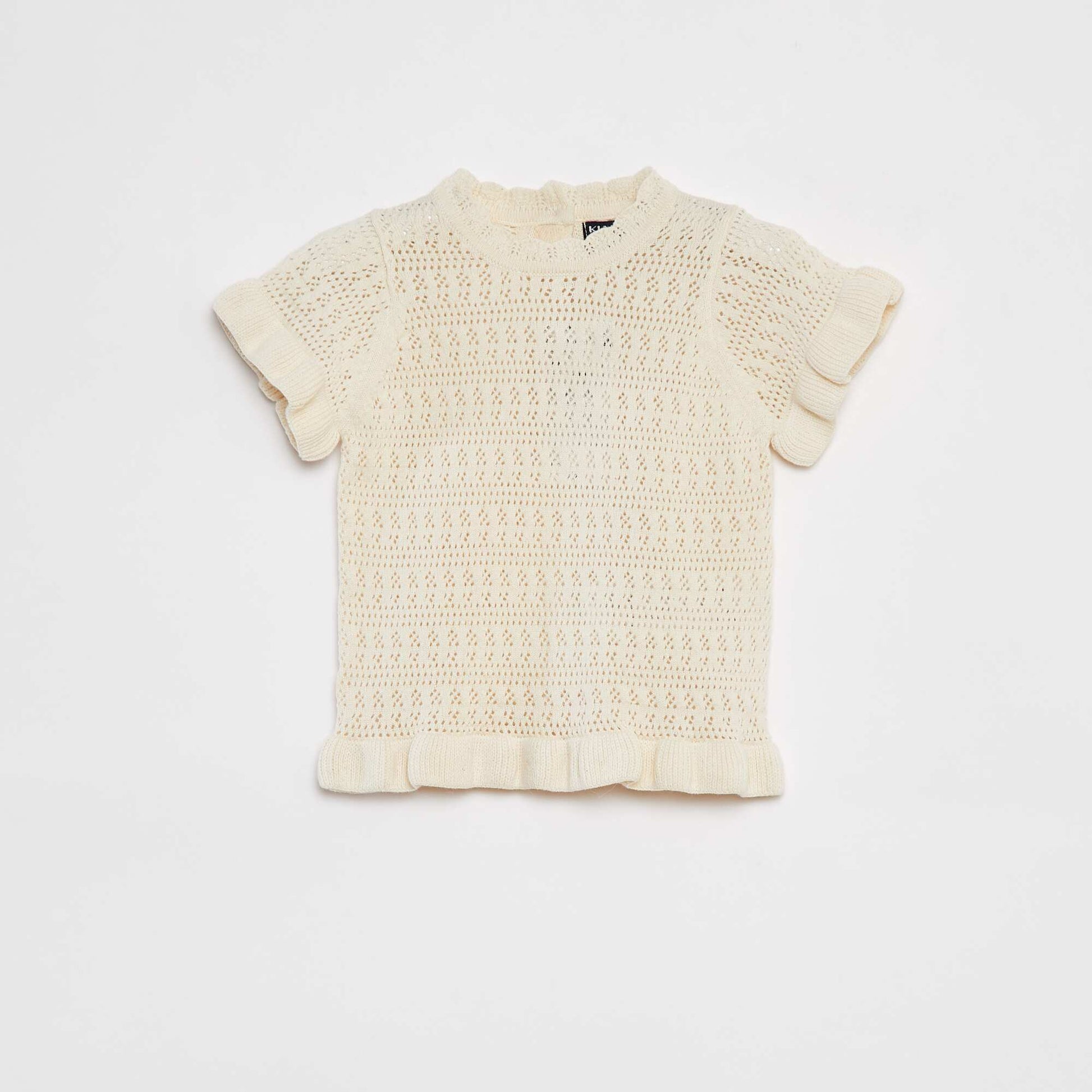 Ensemble en tricot t-shirt + short + bandeau - 3 pièces BLANC