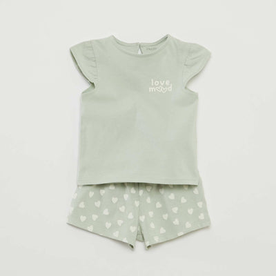Ensemble short + t-shirt volanté - 2 pièces VERT
