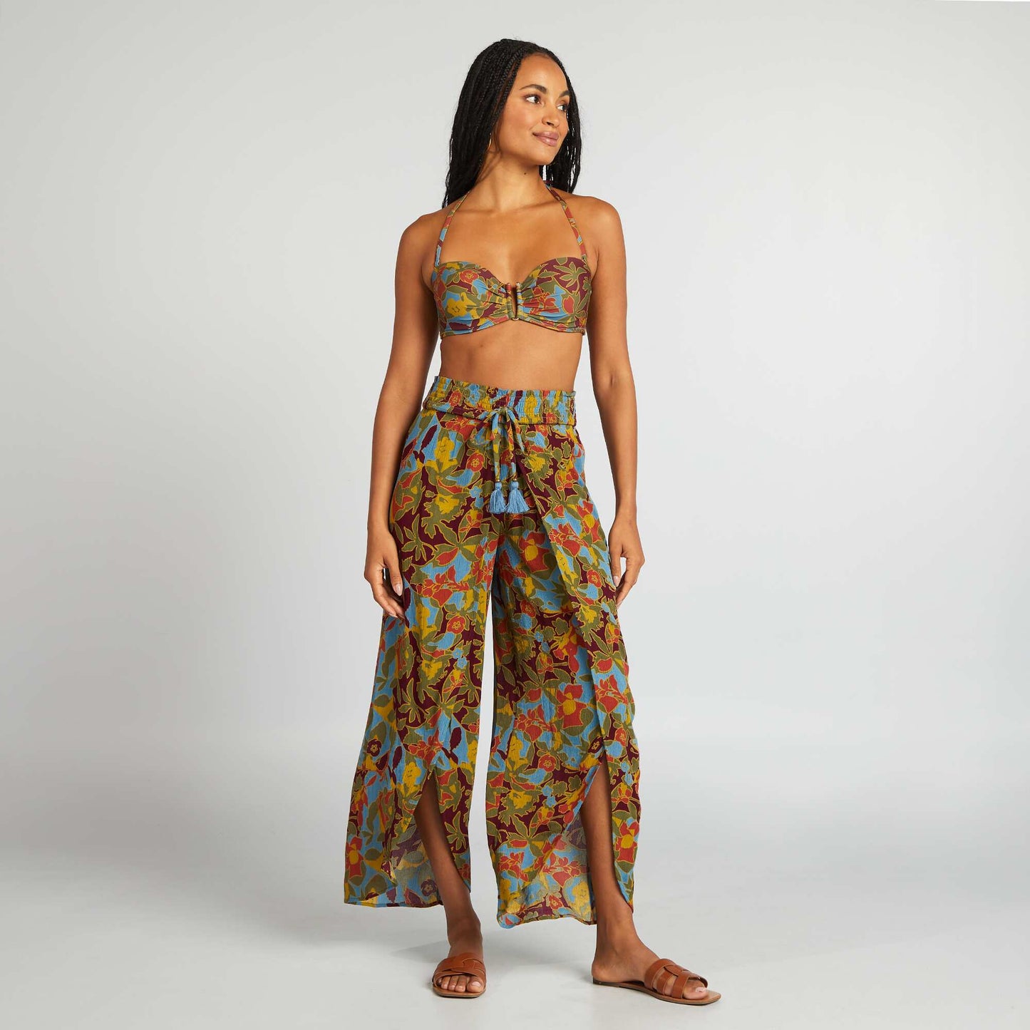 Pantalon de plage large imprimé IMPRIMé TROPICAL