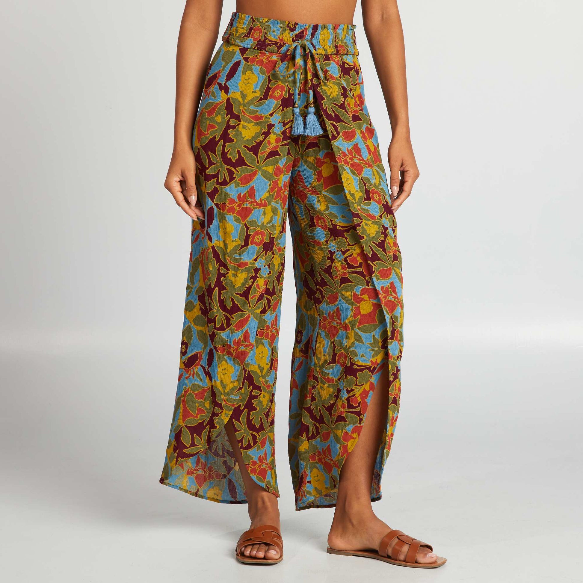 Pantalon de plage large imprimé IMPRIMé TROPICAL
