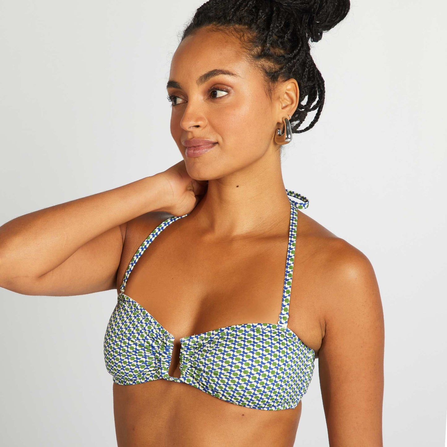 Bandeau de bain imprimé géométrique VERT/BLEU
