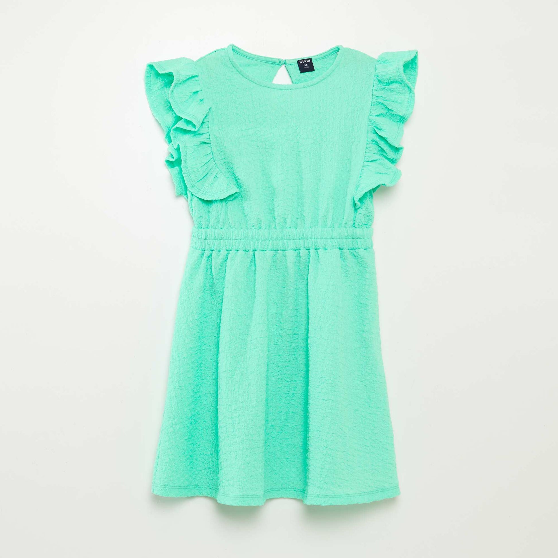 Robe volantée en matière gaufrée VERT