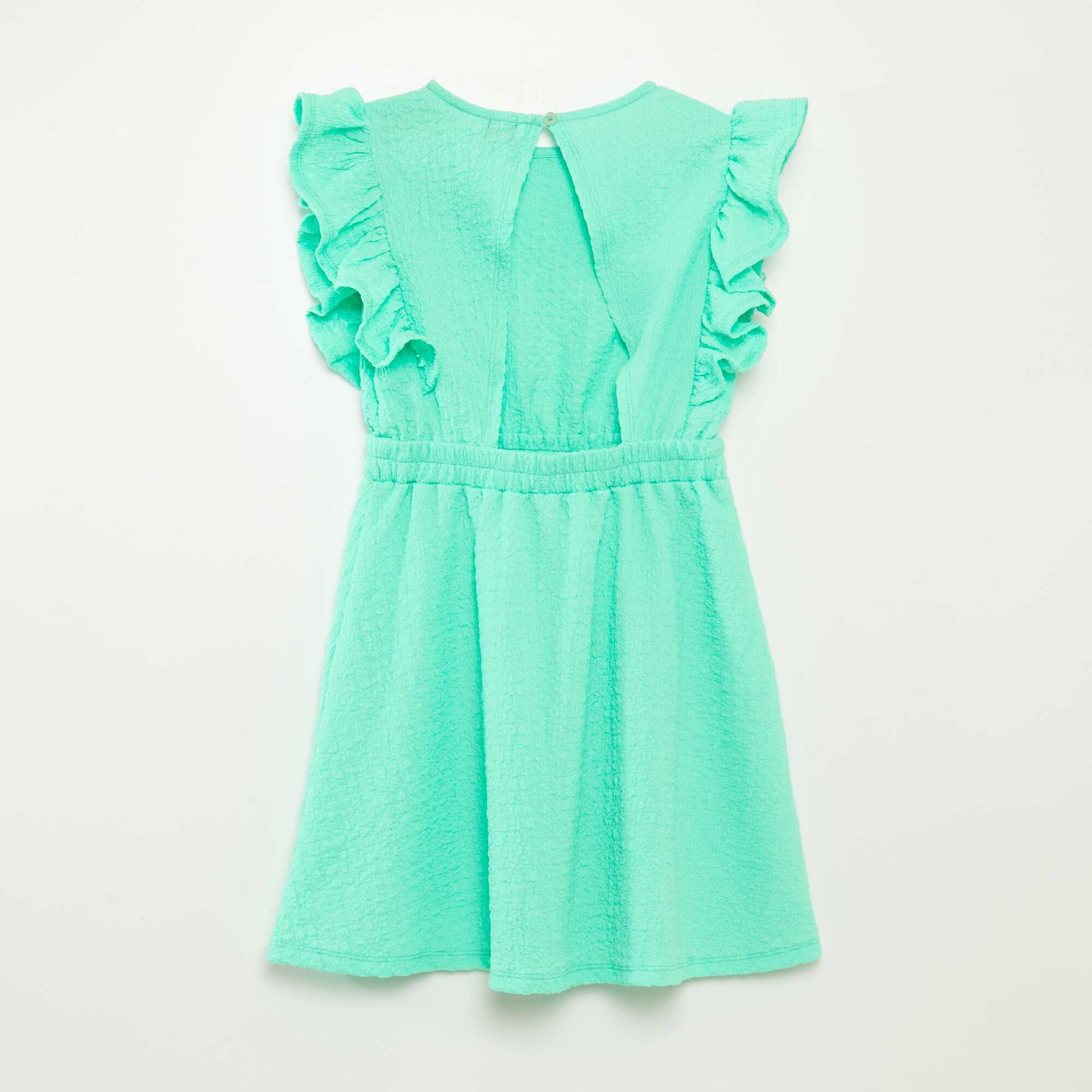 Robe volantée en matière gaufrée VERT