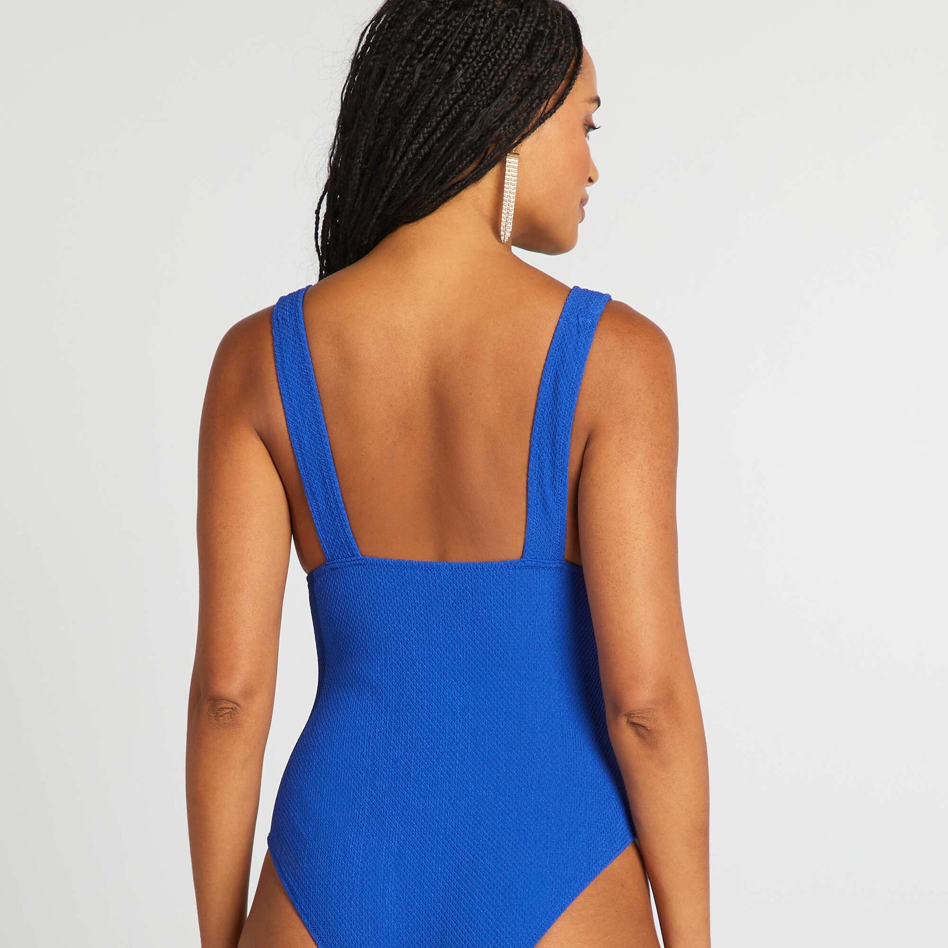 Maillot de bain 1 pièce texturé BLEU