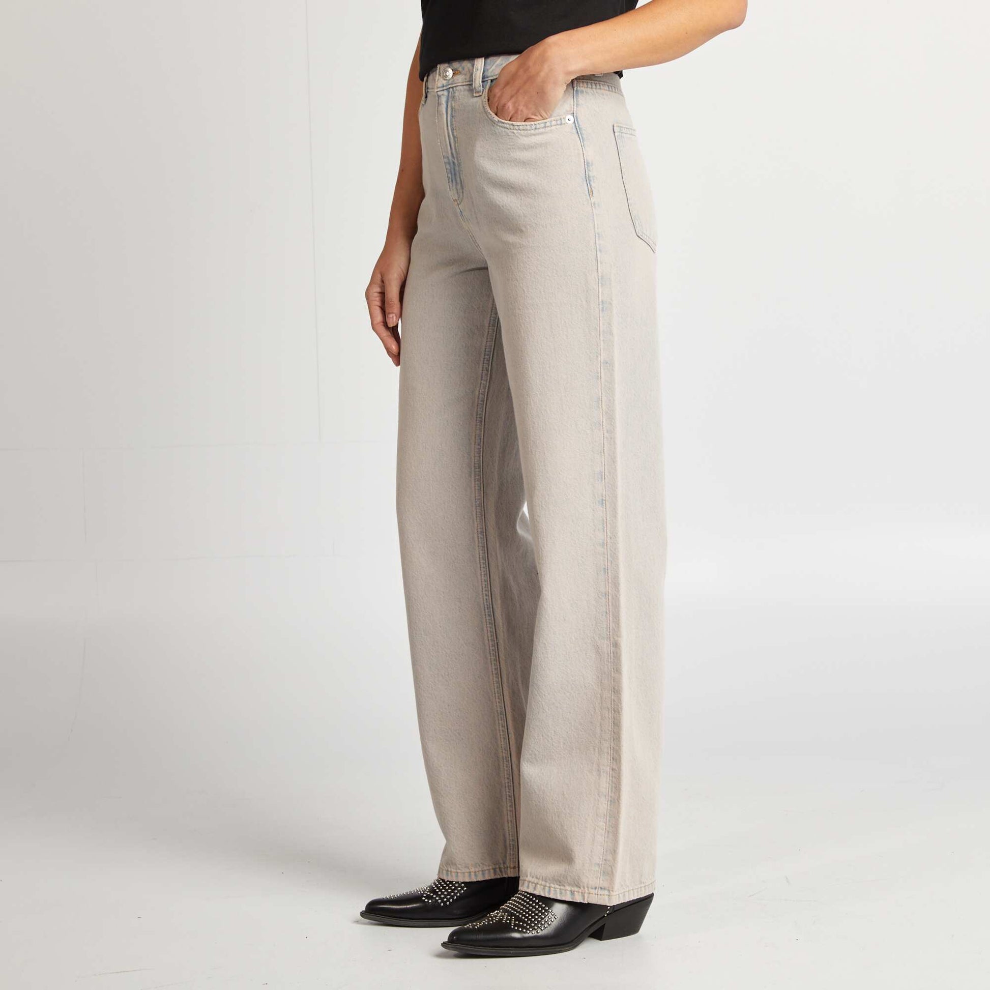 Jean large taille haute BLEU