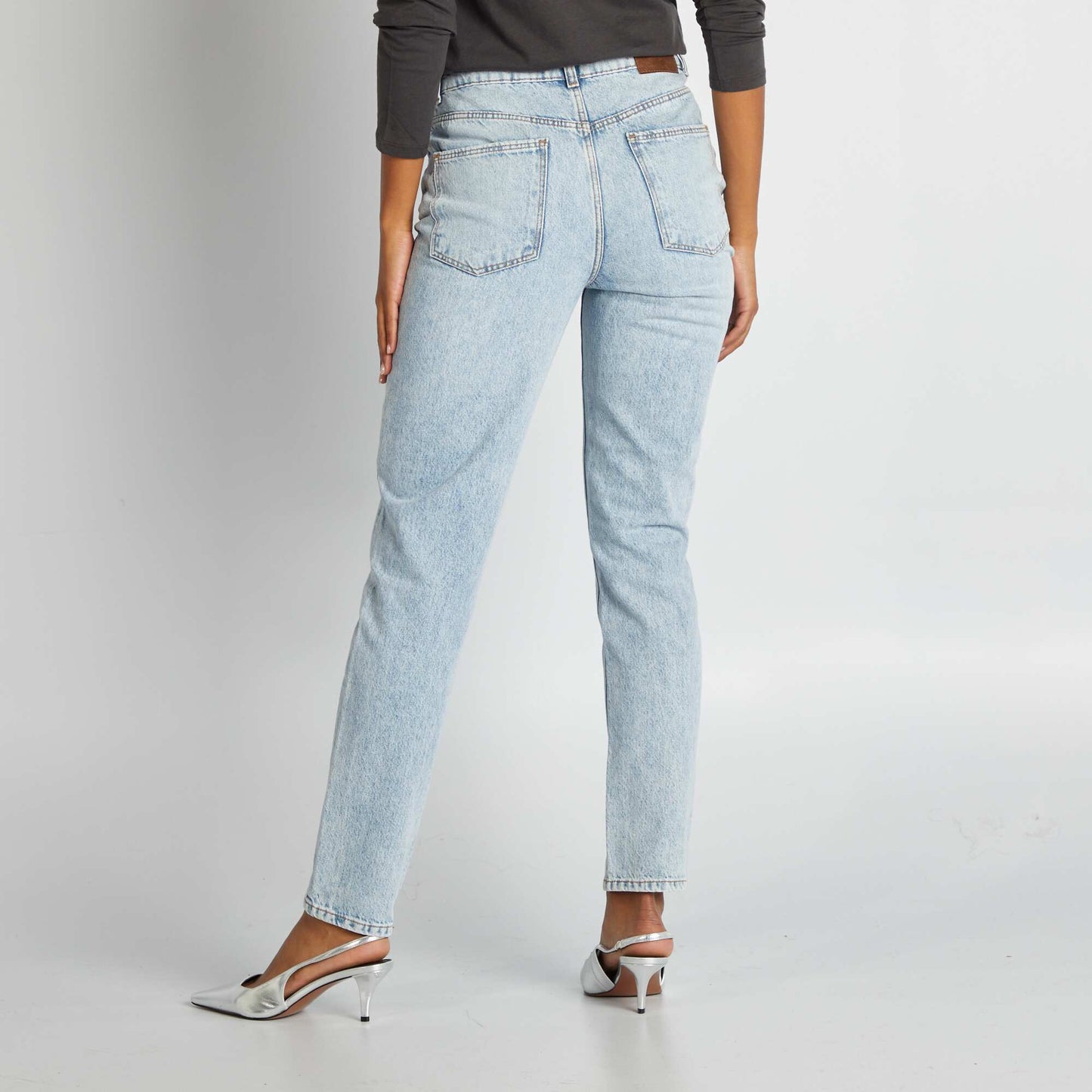 Jean mom taille haute Bleu