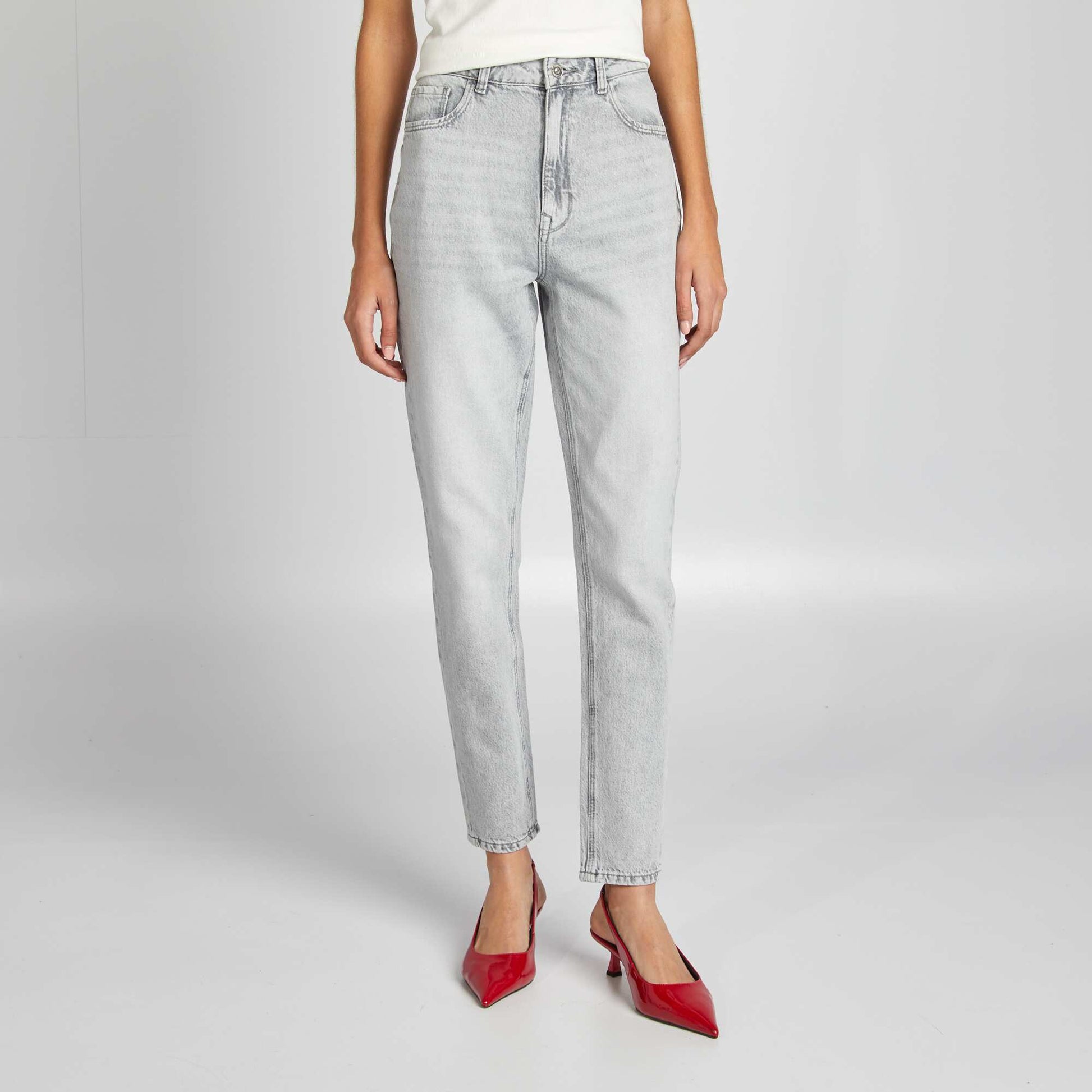 Jean mom taille haute GRIS