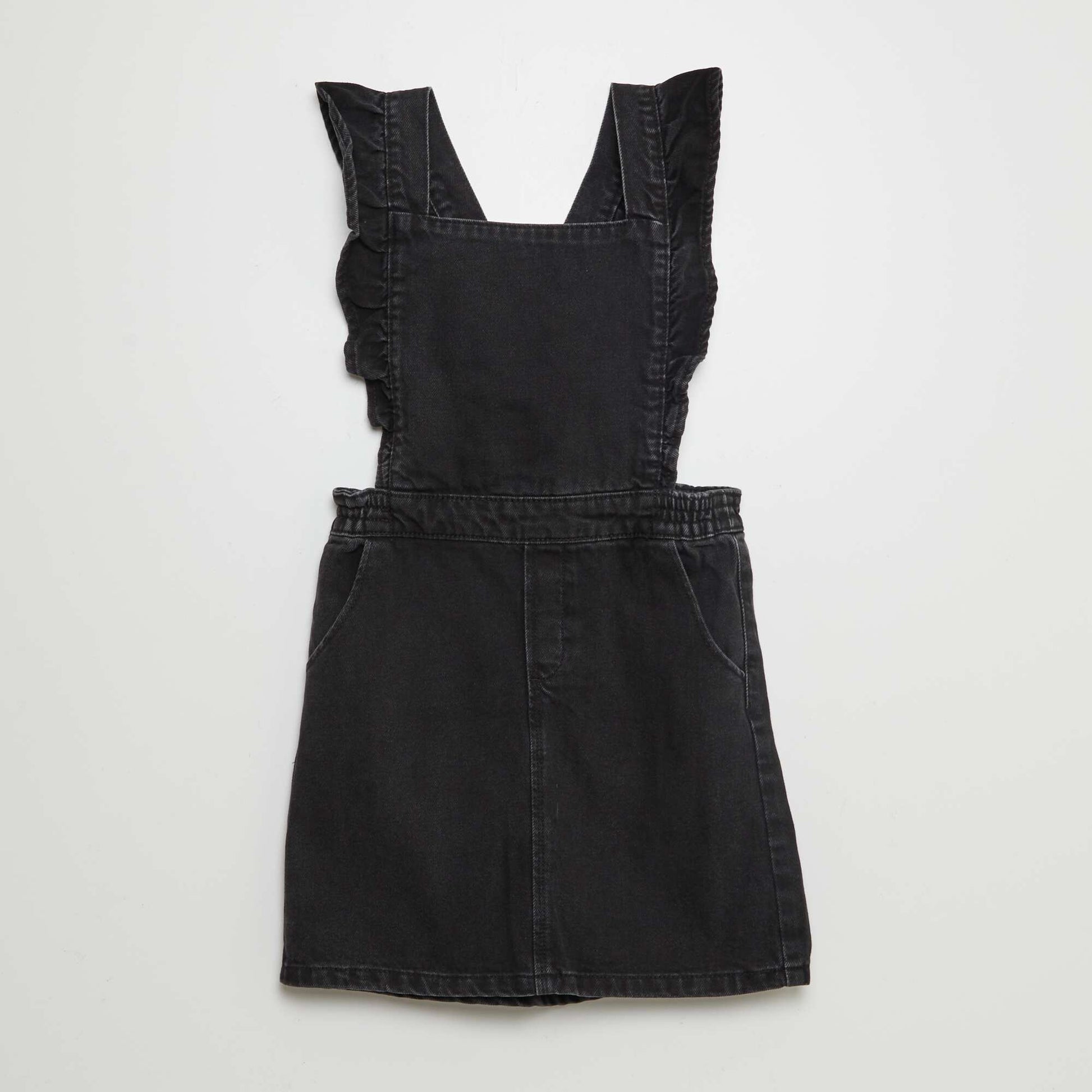Salopette robe en jean avec volants Noir