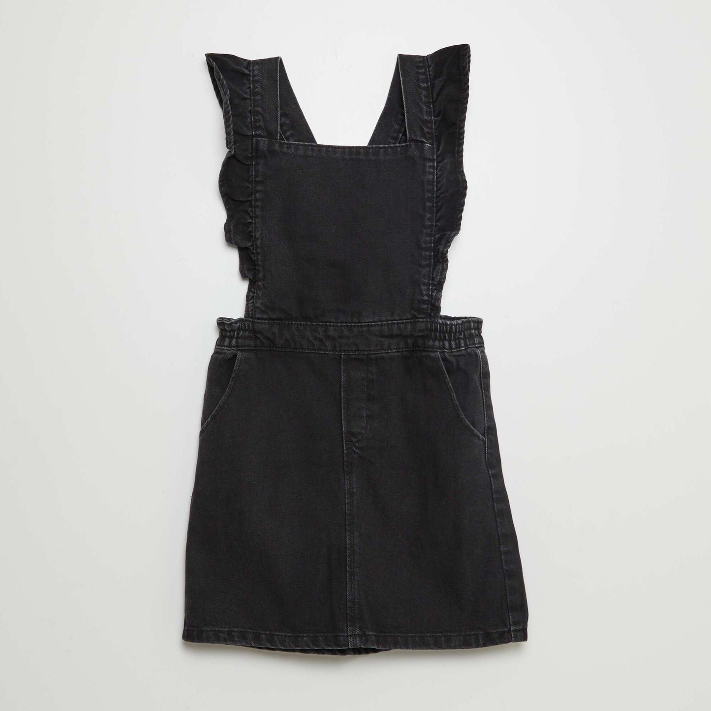 Salopette robe en jean avec volants Noir