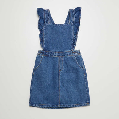 Salopette robe en jean avec volants Bleu