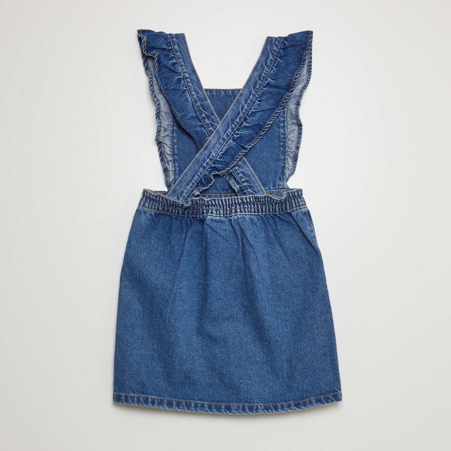 Salopette robe en jean avec volants Bleu