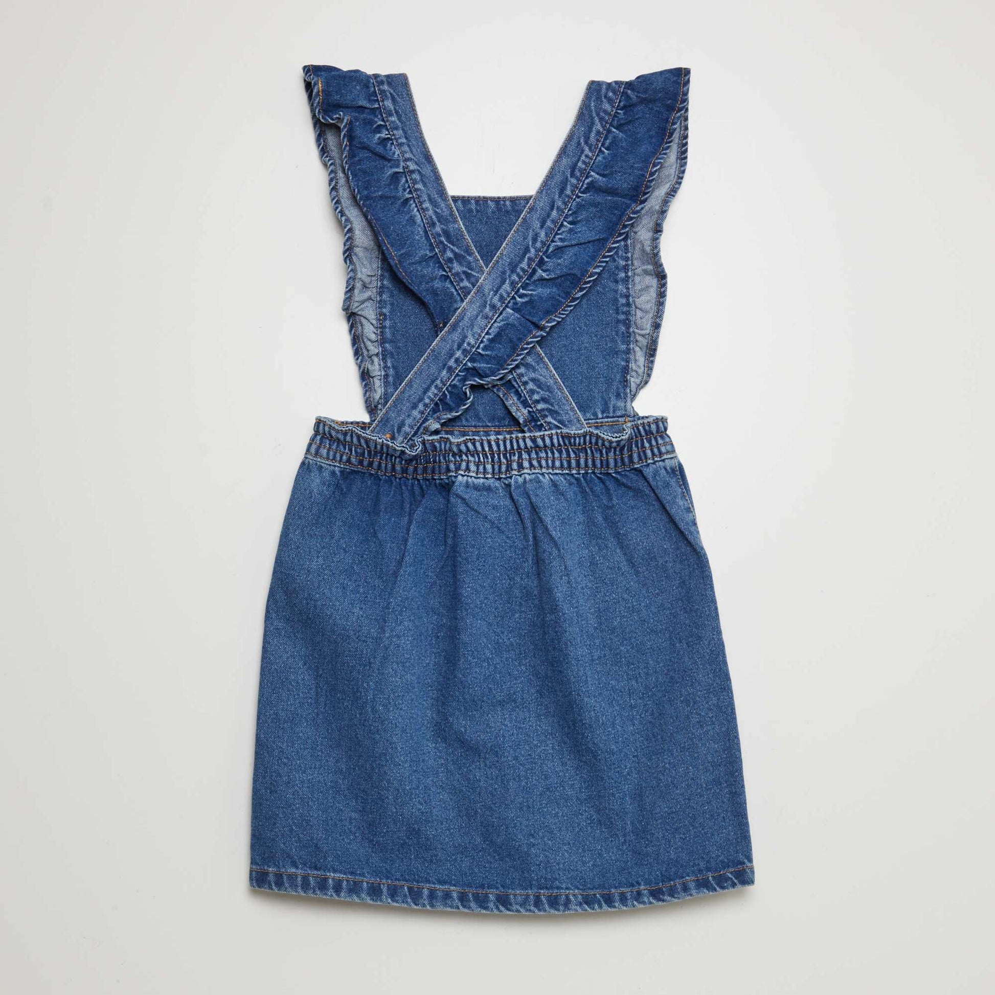 Salopette robe en jean avec volants Bleu