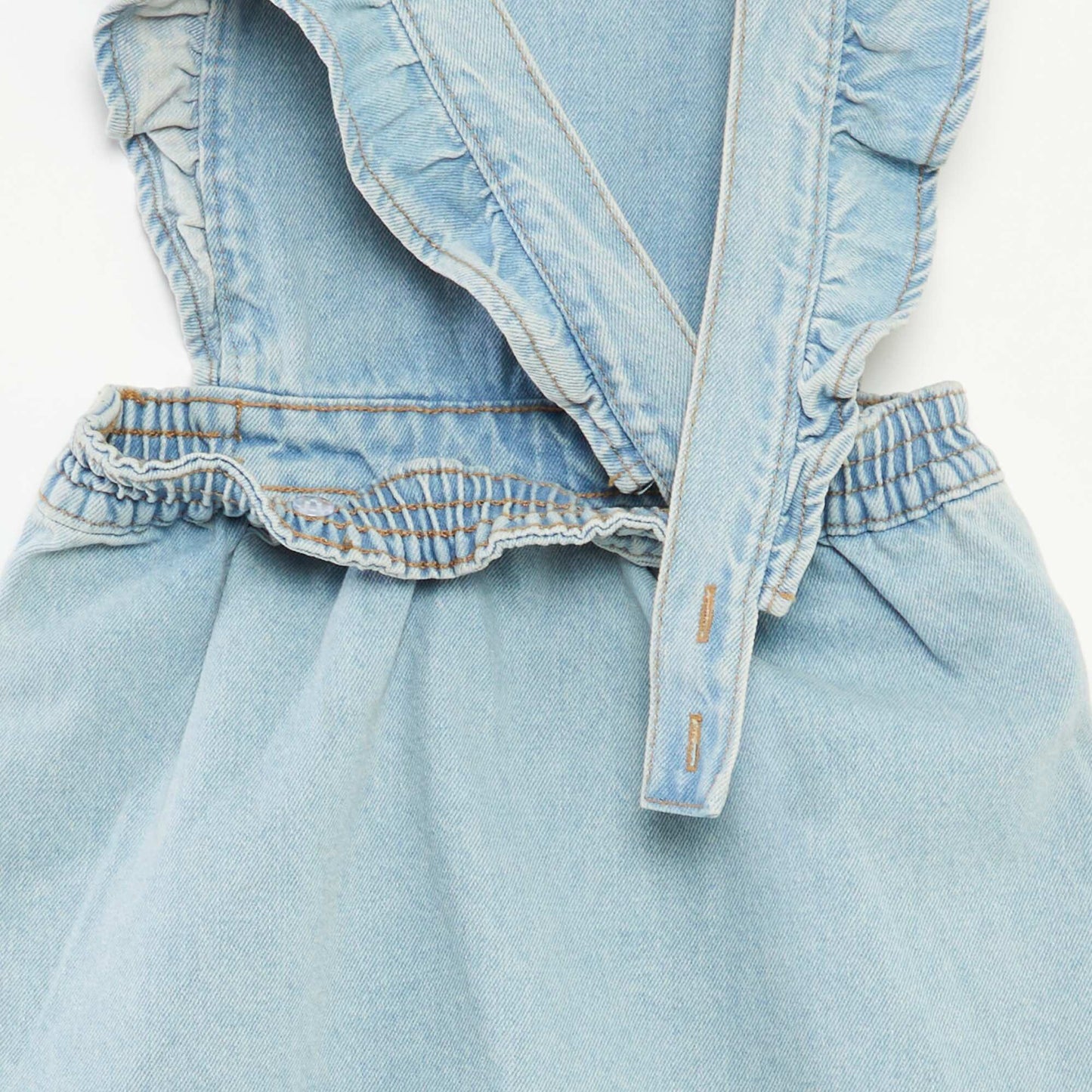 Salopette robe en jean avec volants BLEU