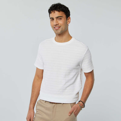 Tee-shirt en maille jacquard graphique BLANC