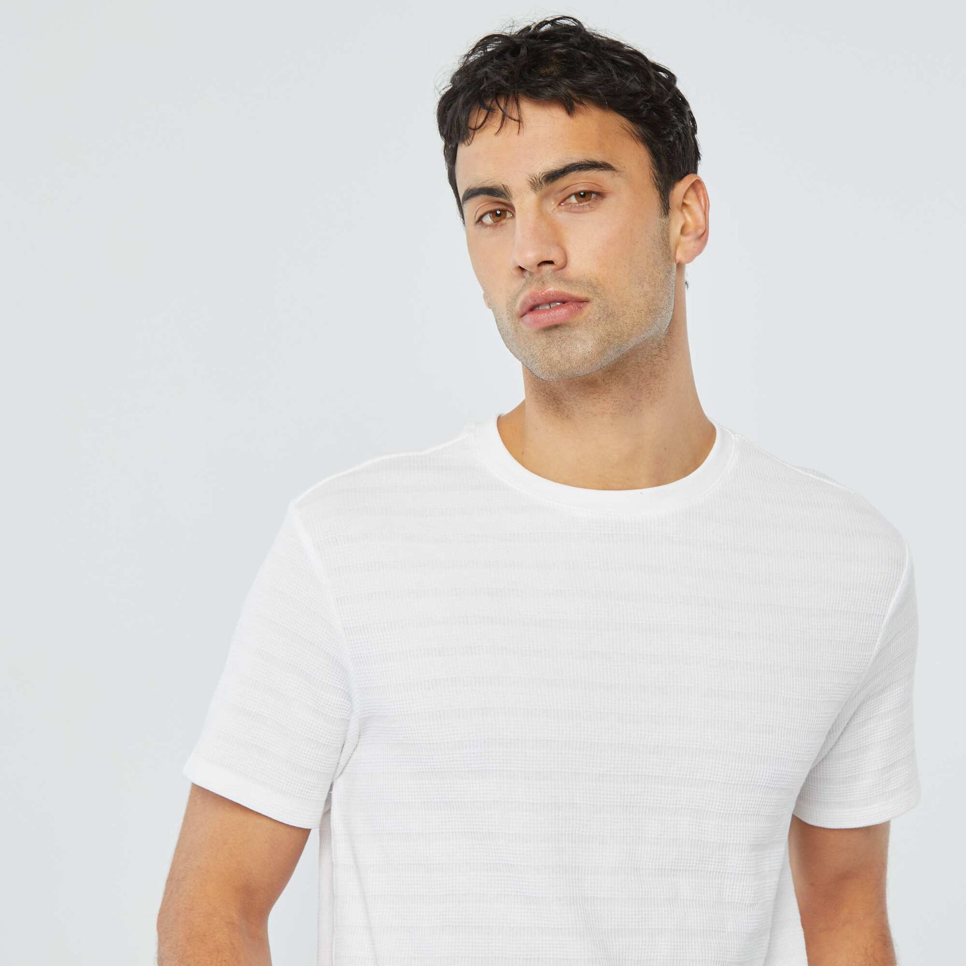Tee-shirt en maille jacquard graphique BLANC