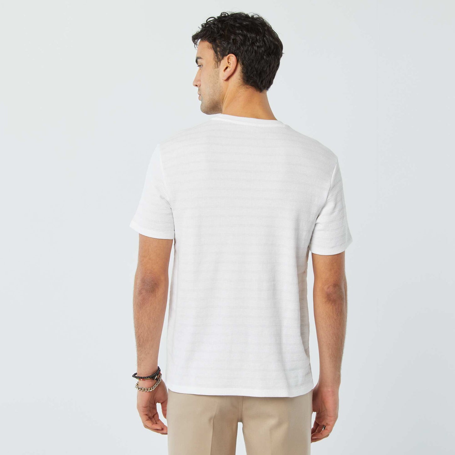 Tee-shirt en maille jacquard graphique BLANC