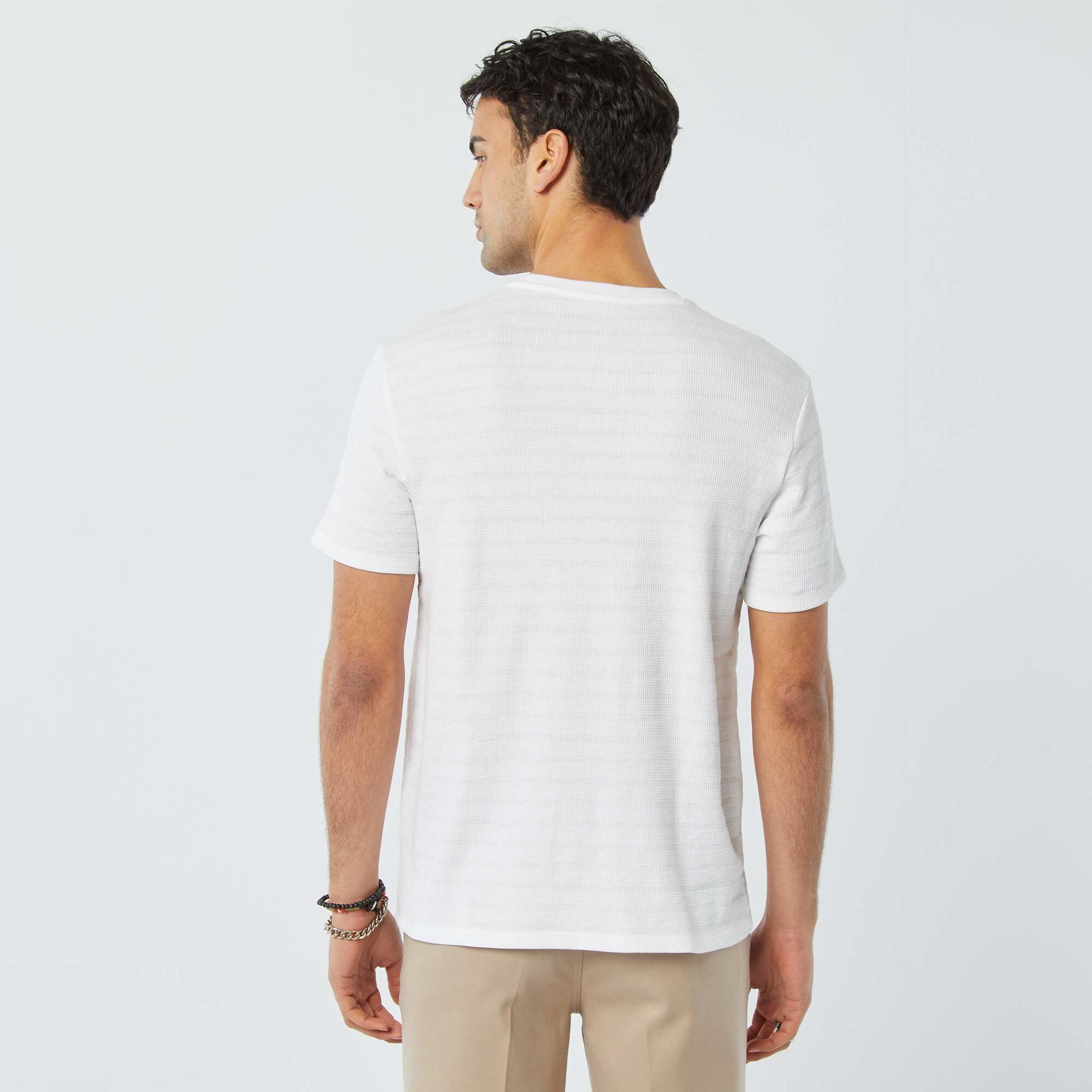 Tee-shirt en maille jacquard graphique BLANC