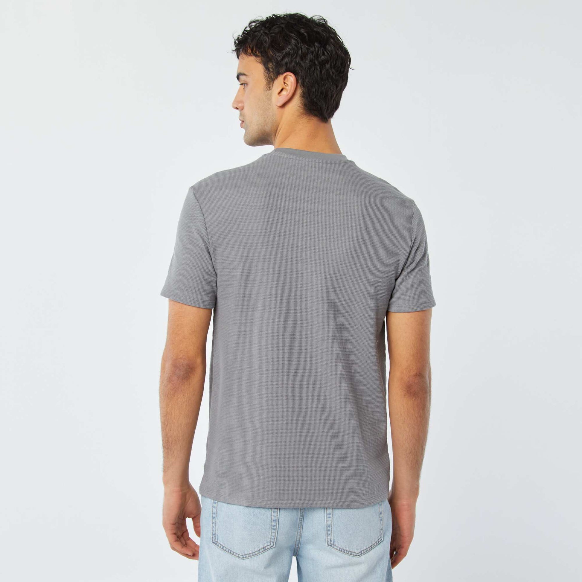 Tee-shirt en maille jacquard graphique GRIS