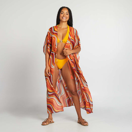 Robe de plage longue ouverte imprimée IMPRIMé PSYCHé
