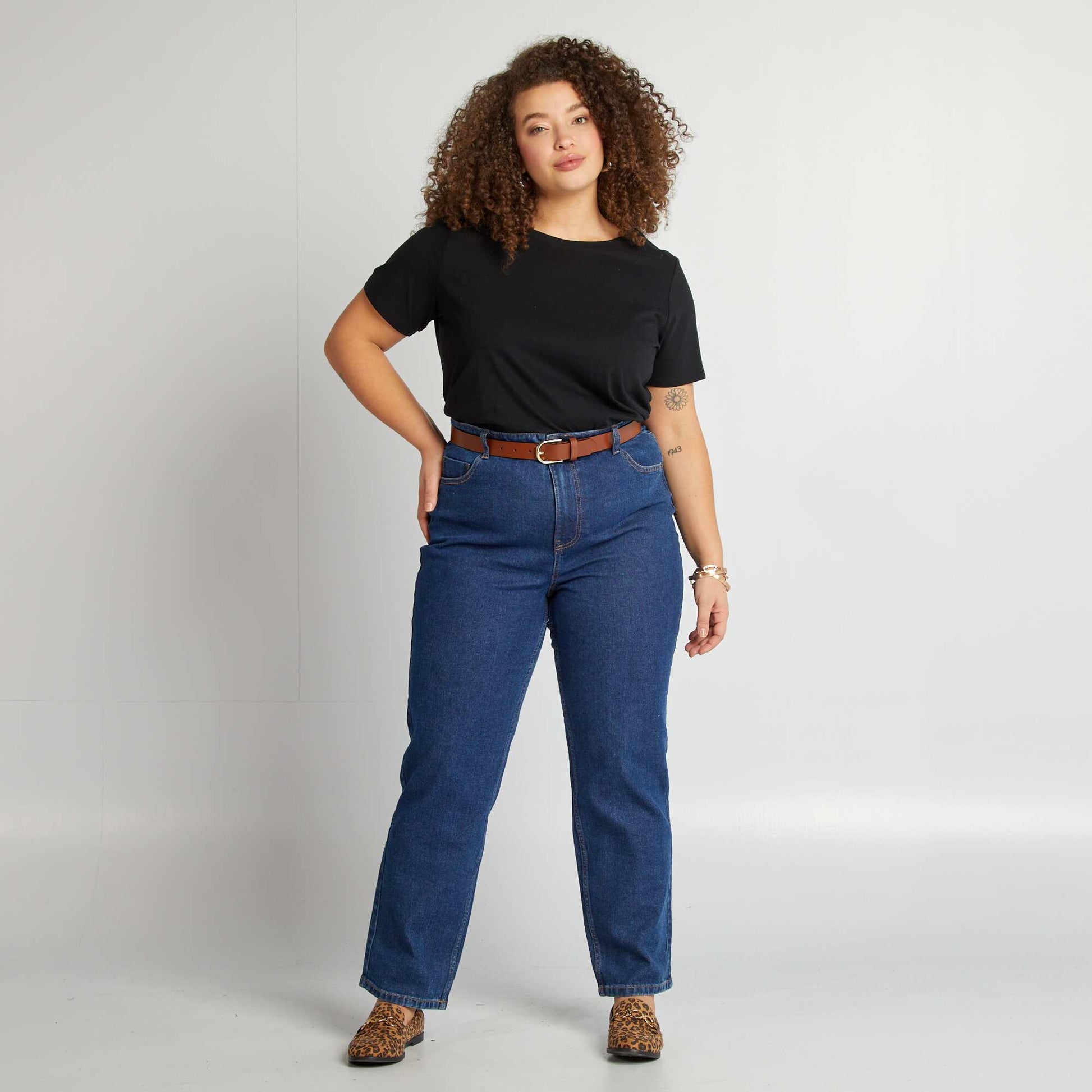 Jean straight taille haute BLEU