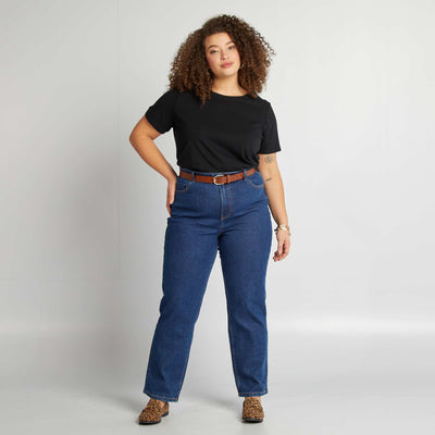 Jean straight taille haute BLEU