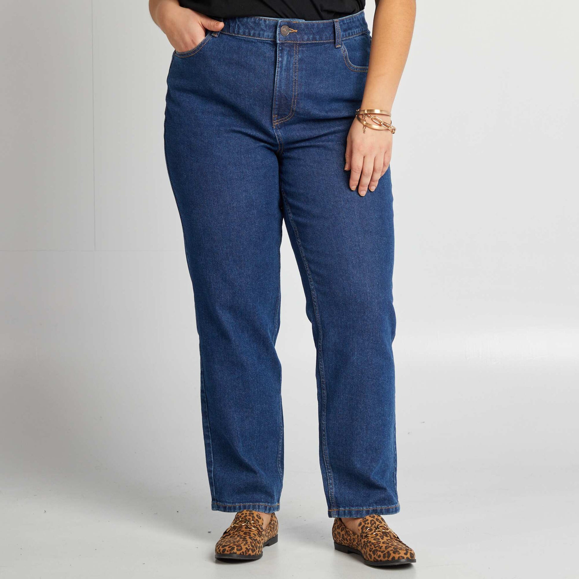 Jean straight taille haute BLEU