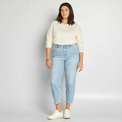 Jean coupe mom taille haute Bleu foncé