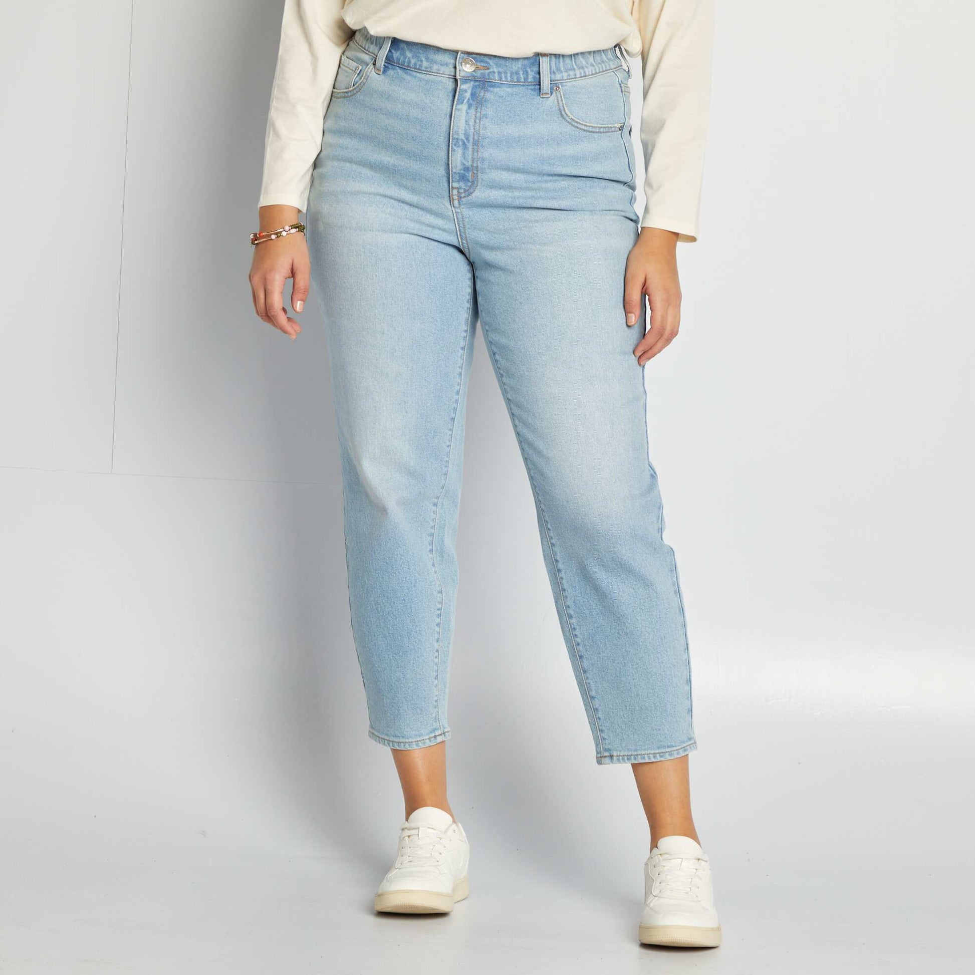 Jean coupe mom taille haute Bleu foncé