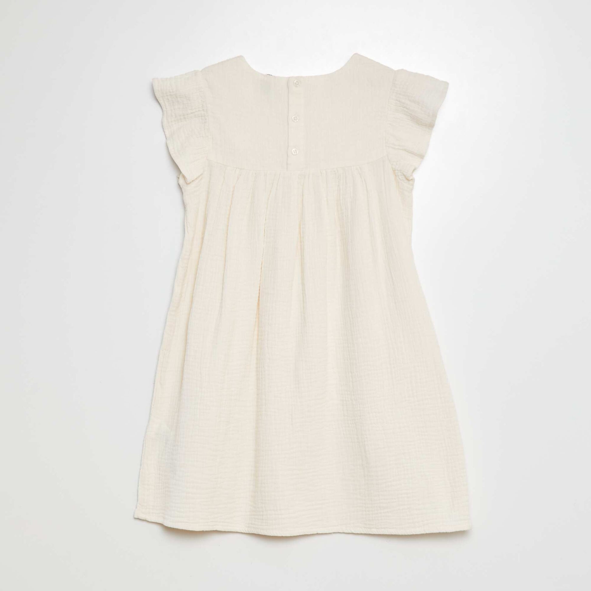 Robe en gaze de coton avec motifs en crochet BLANC