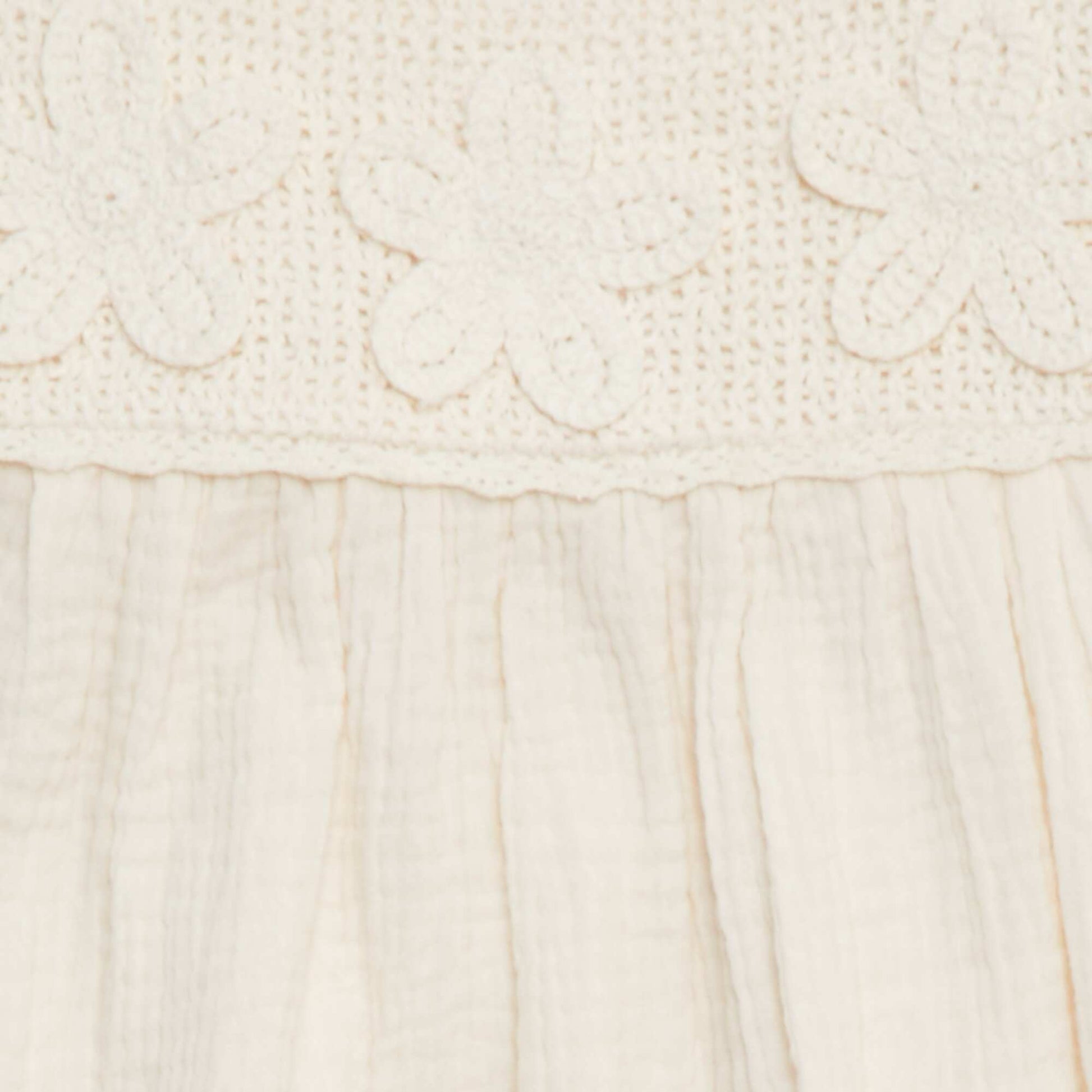 Robe en gaze de coton avec motifs en crochet BLANC