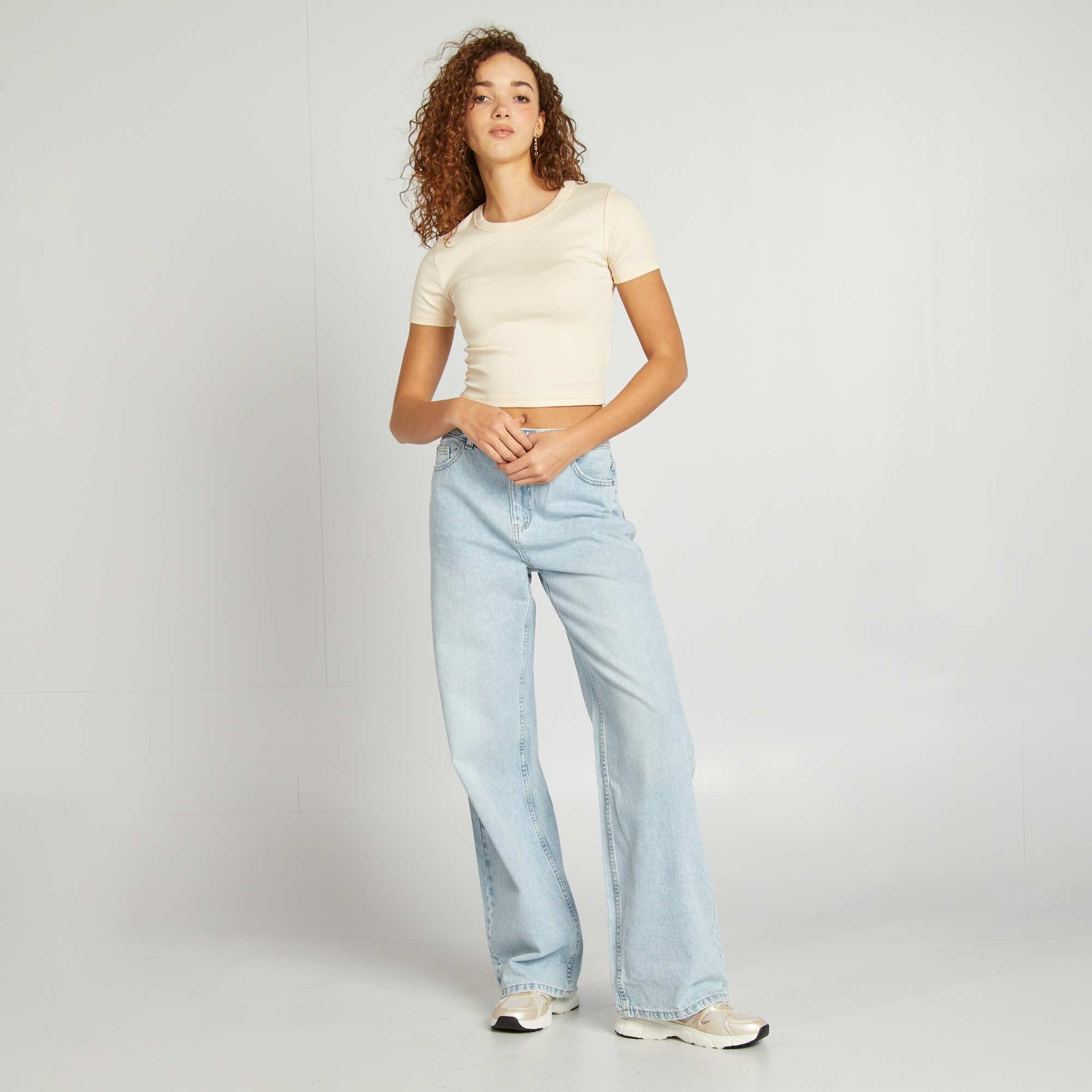 Pantalon baggy taille basse BLEU CLAIR